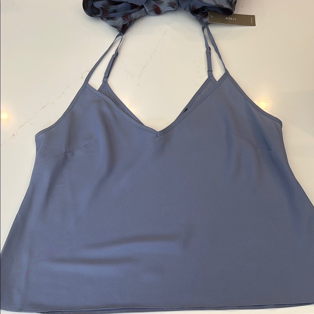 J. Crew Ruffled Chiffon Cap Sleeve Blouse Blue Grey with Cherry Print Size XS - Picture 10 of 10